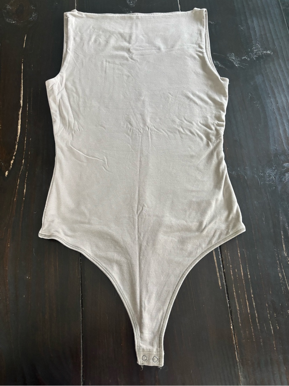 Abercrombie & Fitch Sleeveless One-Piece Bodysuit in Light Taupe